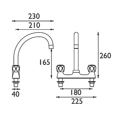 Bristan VAC2 DSM C MT Club Deck Mounted Sink Mixer Chrome